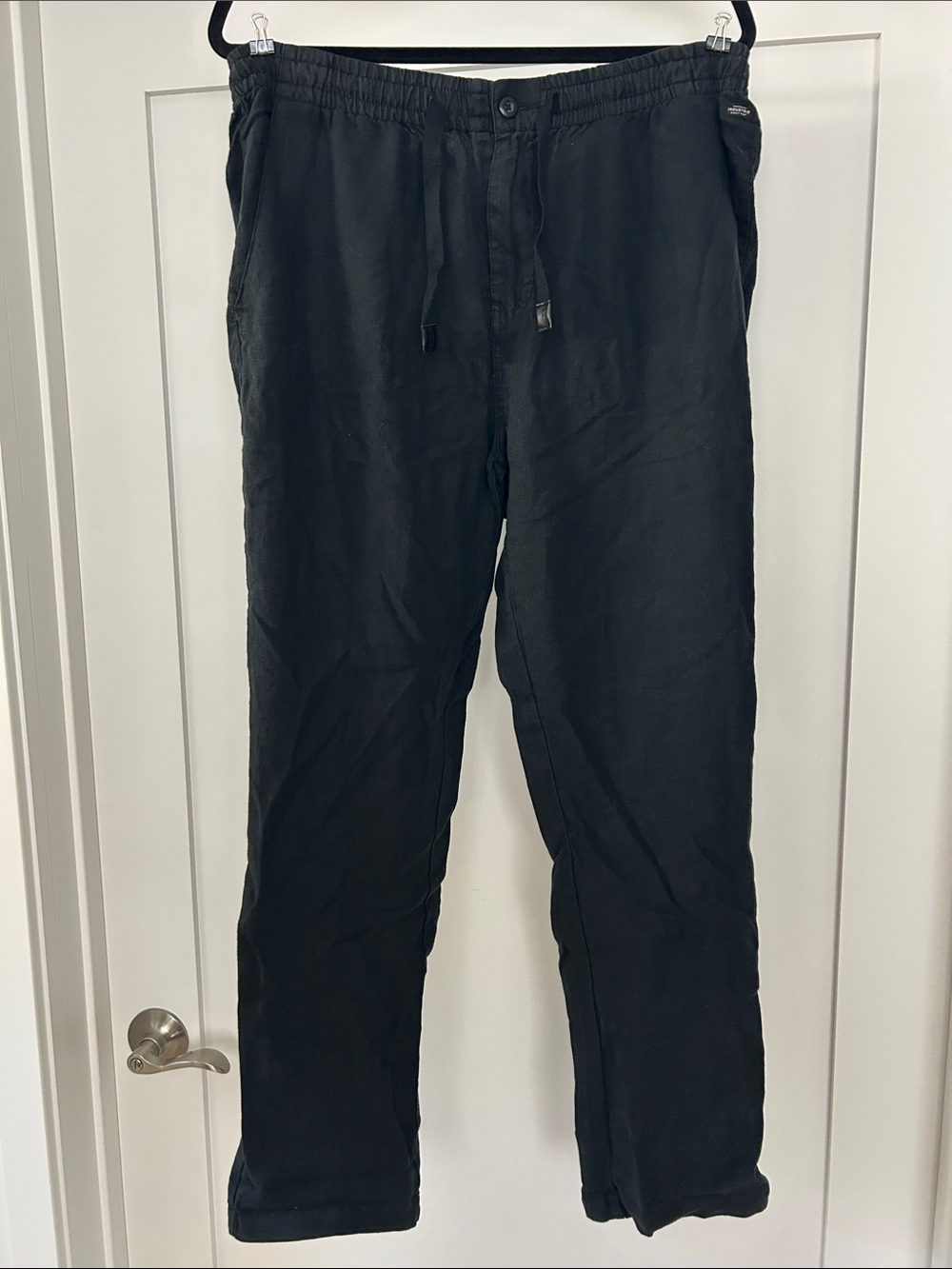 Men's Industrie Clothing Black Drawstring Pants Large NWT 100% Linen